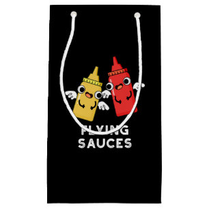 Flying Sauces Funny Food Pun Dark BG Small Gift Bag
