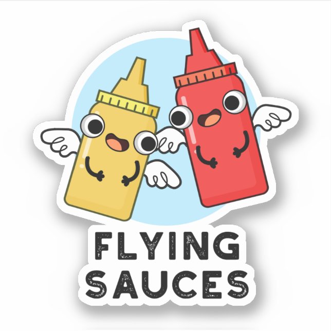 Flying Sauces Funny Food Pun  Sticker (Front)