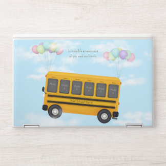 Flying School Bus With Friends Custom 6 Photo HP Laptop Skin