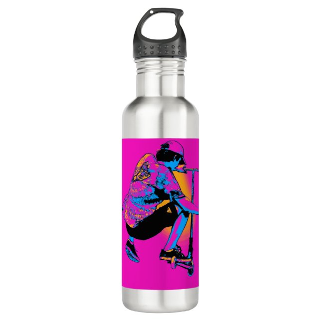 Flying Scooter Pro - Stunt Scooter Boy Stainless Steel Water Bottle (Front)