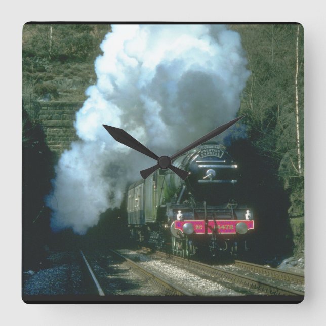 Flying Scotsman caught between_Steam Trains Square Wall Clock (Front)