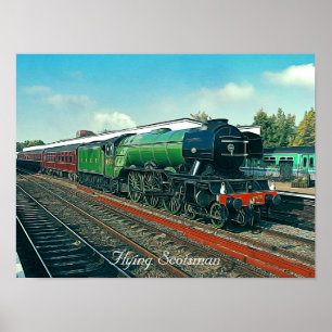 Flying Scotsman in Station illustrstion Poster