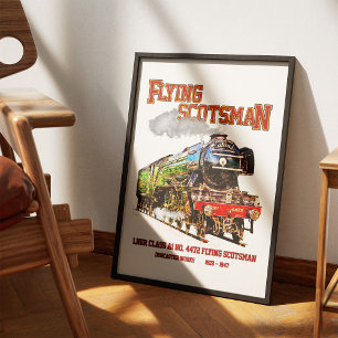 Flying Scotsman Steam Train English Locomotive  Framed Art