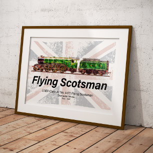 Flying Scotsman Steam Train English Locomotive  Framed Art