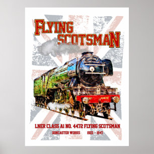 Flying Scotsman Steam Train English Locomotive Poster