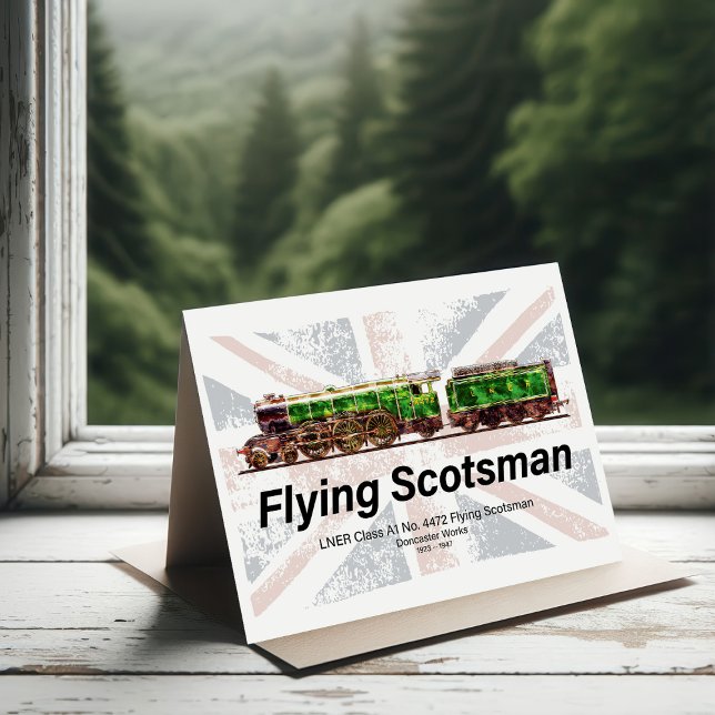 Flying Scotsman Steam Train English Locomotive  Thank You Card (Flying Scotsman Steam Train English Locomotive. Thank You Card)