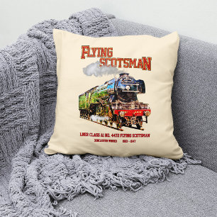 Flying Scotsman Steam Train English Locomotive  Throw Pillow