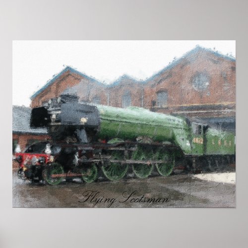 Flying Scotsman steam train oil painting Poster