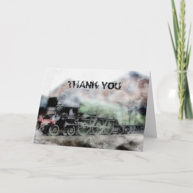 Flying Scotsman Vintage Steam Train Thank You Card (Front)