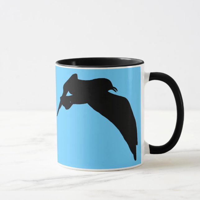 Flying Sea Gull Black Silhouette Customizable Mugs (Right)