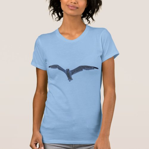 Flying Sea Gull  Clouds T_Shirt
