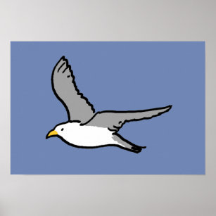 Flying Seagull. A Bird in Flight Poster
