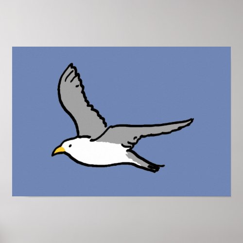 Flying Seagull A Bird in Flight Poster