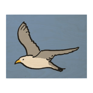Flying Seagull. A Bird in Flight Wood Wall Art
