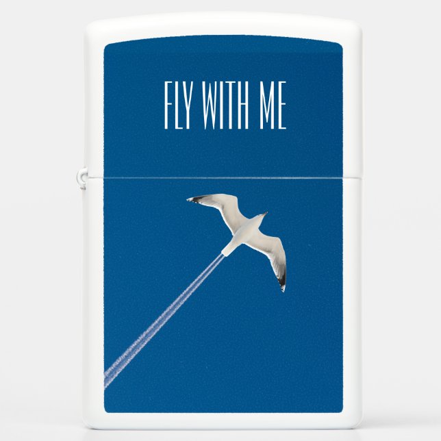 Flying seagull and the contrail zippo lighter (Front)