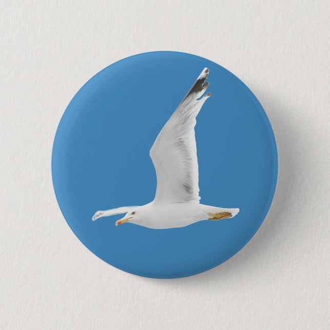 Flying seagull pinback button (Front)