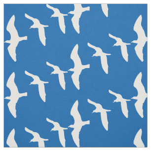 Flying Seagulls Blue Fabric