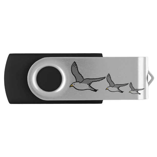 Flying Seagulls for a Birder Flash Drive (Front)
