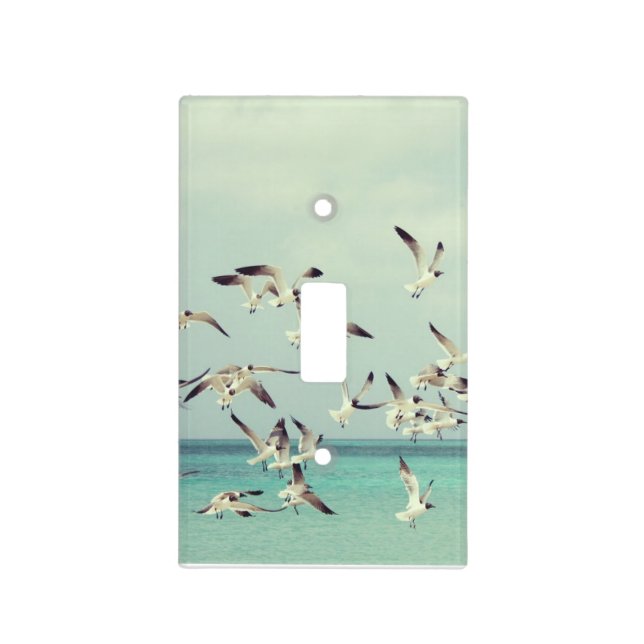 Flying Seagulls Over Ocean Cool Light Switch Cover (Front)