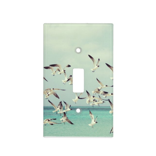 Flying Seagulls Over Ocean Cool Light Switch Cover (Front)