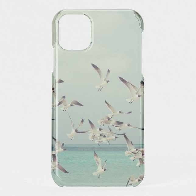 Flying Seagulls Over Ocean Cool Uncommon iPhone Case (Back)
