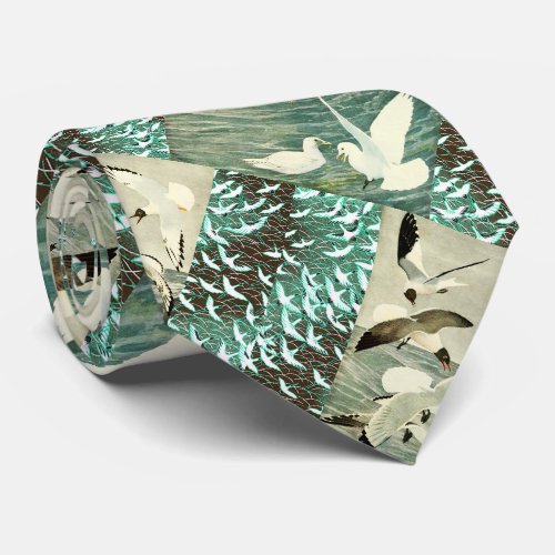 FLYING  SEAGULLS  OVER THE WAVES Nautical Neck Tie