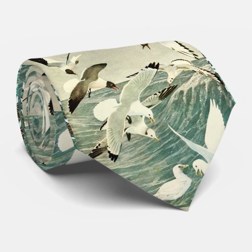 FLYING  SEAGULLS  OVER THE WAVES  NECK TIE
