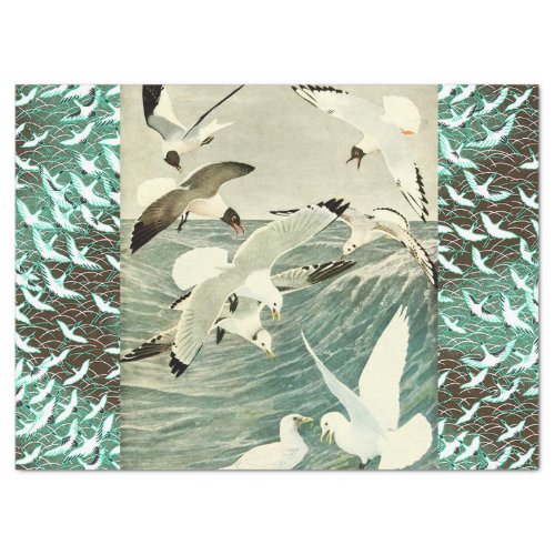 FLYING  SEAGULLS  OVER THE WAVES  TISSUE PAPER