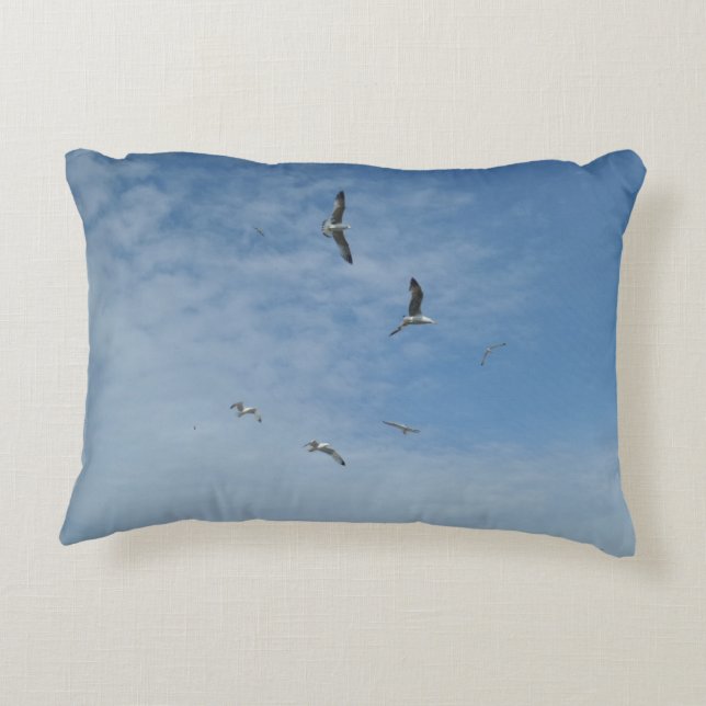 Flying Seagulls Throw Pillow (Back)