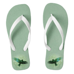 Flying See Through Black Crow Tree Tops Green Flip Flops