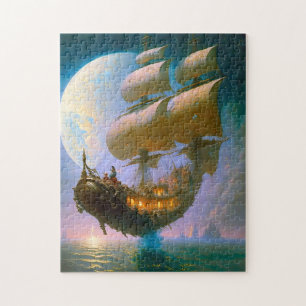 Flying Ship Fantasy Art Jigsaw Puzzle