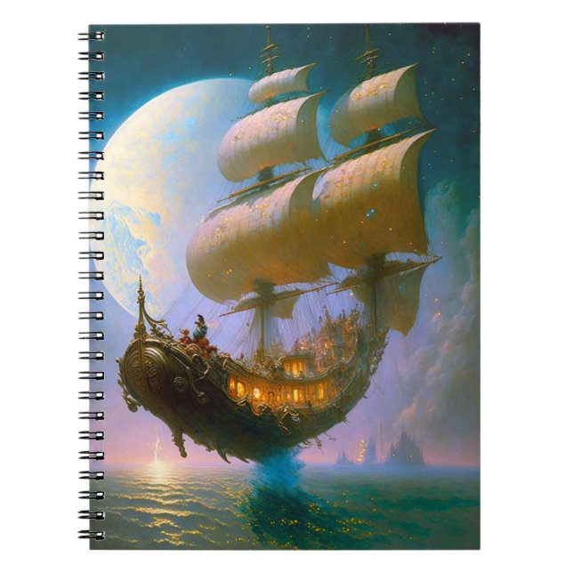 Flying Ship Fantasy Art Notebook (Front)