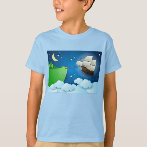 Flying ship on landing T_Shirt