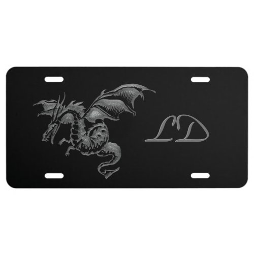 Flying Silver Dragon Monogram License Plate