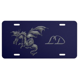 Flying Silver Dragon Monogram Navy