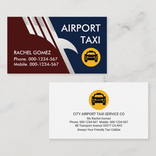 Flying Silver Eagle Taxi Service Business Card (Front/Back)