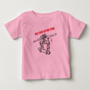 Flying Skater Doing Mid-Air Skateboarding Baby T-Shirt
