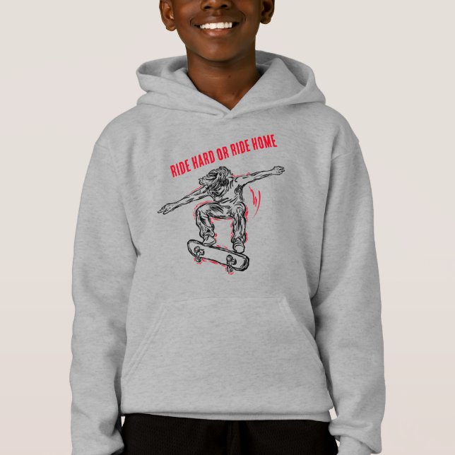 Flying Skater Doing Mid-Air Skateboarding Hoodie (Front)