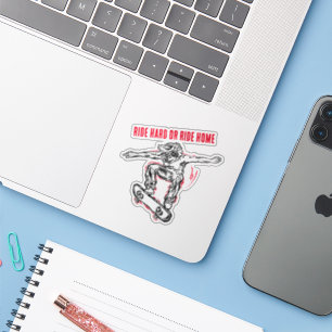 Flying Skater Doing Mid-Air Skateboarding Sticker