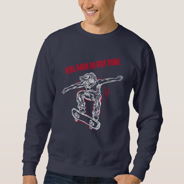 Flying Skater Doing Mid-Air Skateboarding Sweatshirt (Front)