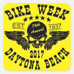 Flying Skull 76Th Daytona Beach Bike Week 2017 Square Sticker