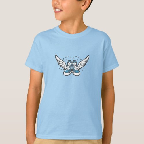 Flying Sneakers Shoes Full Front Design T_shirt