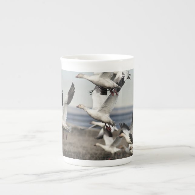 Flying Snow Geese Bone China Mug (Front)