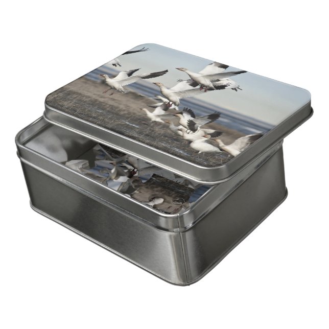 Flying Snow Geese Jigsaw Puzzle (Lid Open)