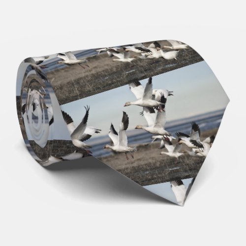 Flying Snow Geese Neck Tie