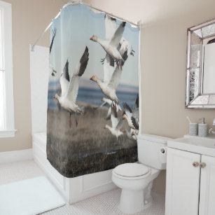 Flying Snow Geese Shower Curtain