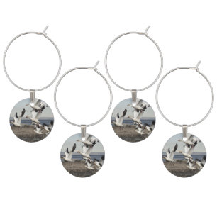 Flying Snow Geese Wine Charm