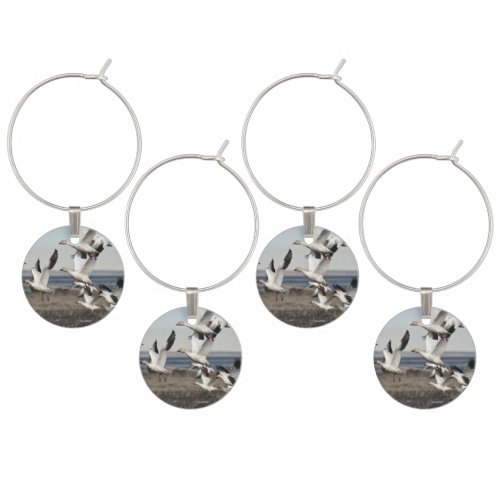Flying Snow Geese Wine Charm