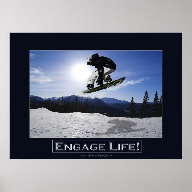 FLYING SNOWBOARDER Motivational Photo Print (Front)