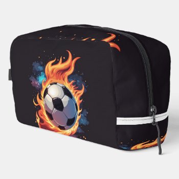 Flying Soccer Ball With Flames.  Dopp Kit by stylishdesign1 at Zazzle